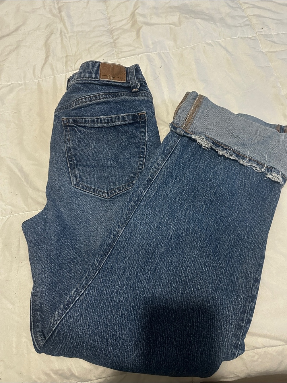 American Eagle Outfitters Dark Blue High-Rise Straight Jeans